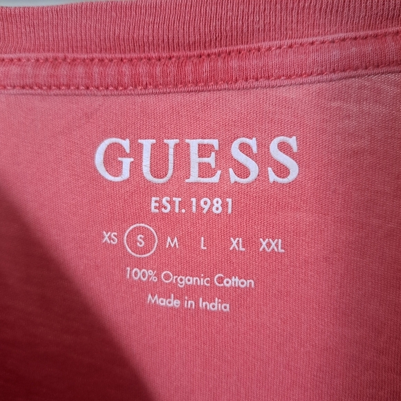 Guess | coral Pink logo mens t shirt - Picture 3 of 8
